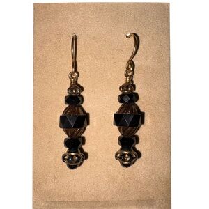 Handmade Black and Gold Beaded Earrings